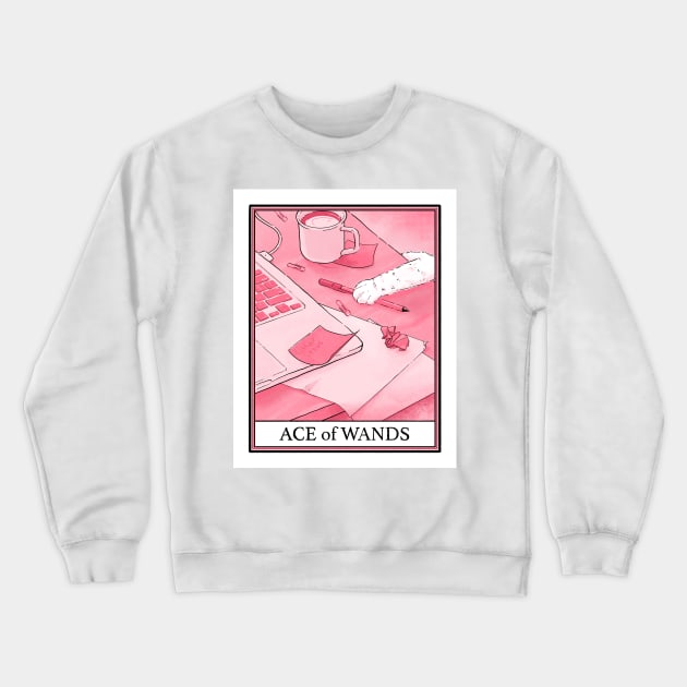 Ace of Wands Cat Tarot Crewneck Sweatshirt by B McCormick ART